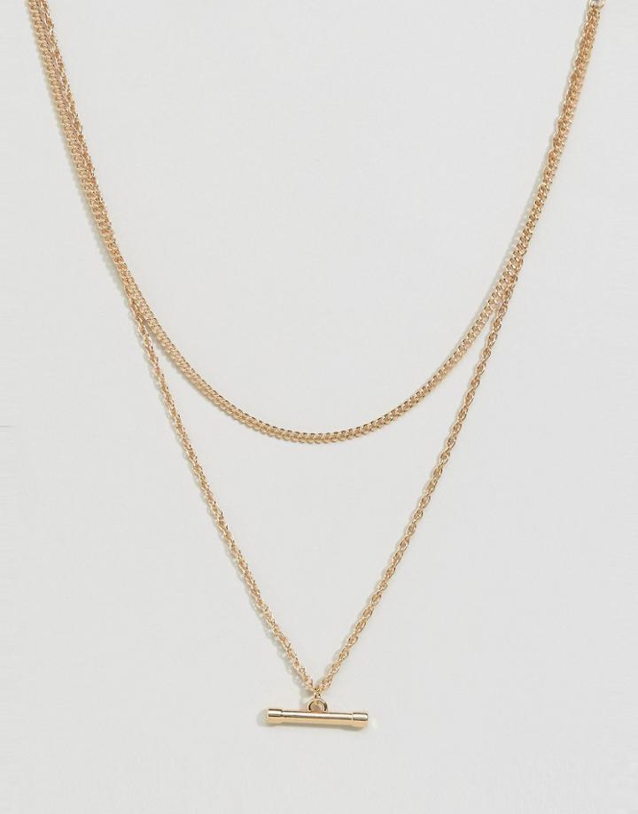 Asos Multirow Toggle Chain Necklace - Gold