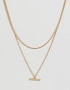 Asos Multirow Toggle Chain Necklace - Gold