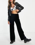 Whistles Wide Leg Velvet Coordinating Pants In Black