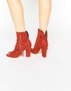Asos Elaine Peep Toe Ankle Boots - Ginger