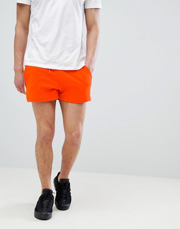 Asos Design Jersey Skinny Short With Cut Out Side Splits In Red - Red