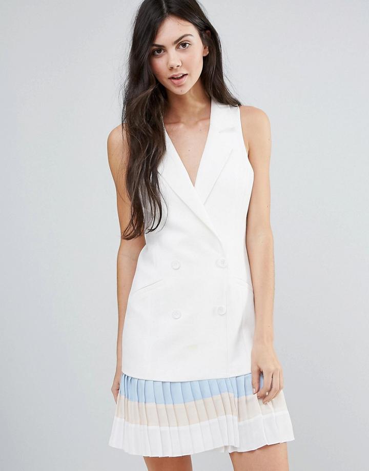 Endless Rose Tailored Pencil Dress With Frill Detail - White