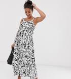 Asos Design Maternity Overall Midi Sundress With Pocket Detail In Squiggle Print - Multi