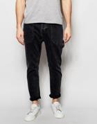 Asos Bow Leg Jeans With Carpenter Details In Washed Black - Washed Black