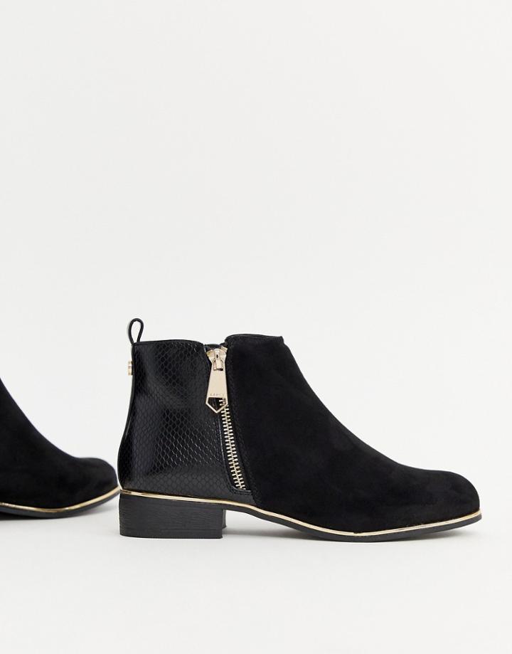 Lipsy Zip Up Trim Ankle Boot In Black - Black