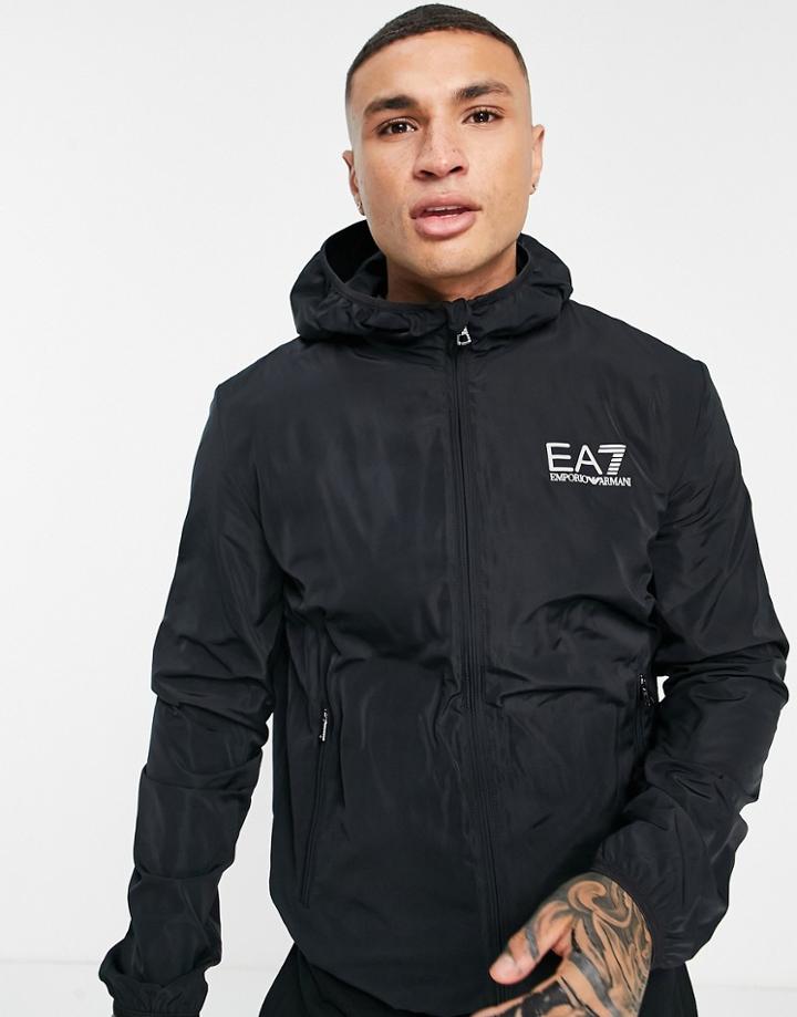 Armani Ea7 Core Id Hooded Logo Jacket In Black