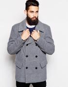 Asos Wool Peacoat In Light Gray - Gray