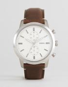 Fossil Fs5350 Townsman Chronograph Leather Watch In Brown - Brown