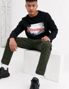 Bershka Sweatshirt With Geo Photographic Back Print In Black