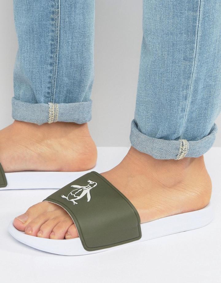 Original Penguin Slider Flip Flops - Green
