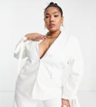 Extro & Vert Plus Blazer With Tie Cuffs In Off White - Part Of A Set