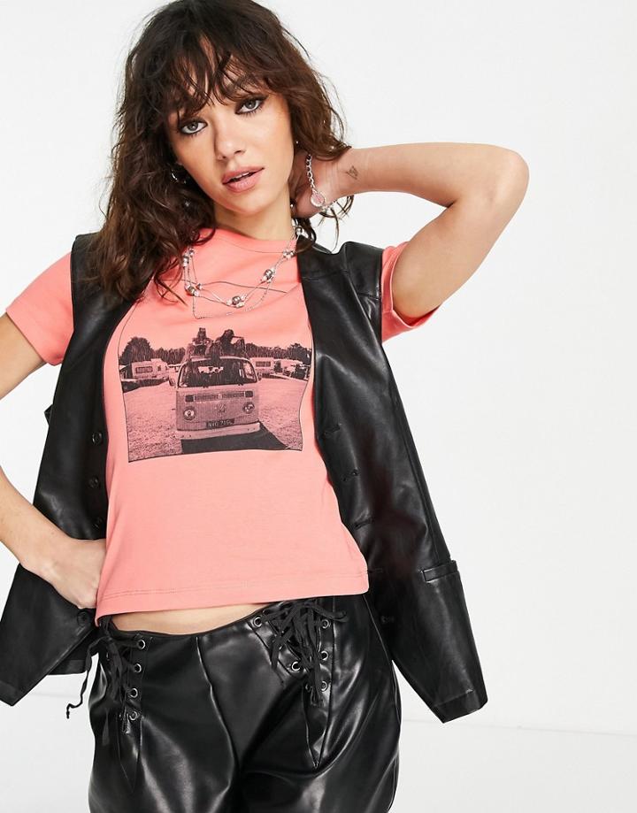 Topshop Polaroid Tee In Red