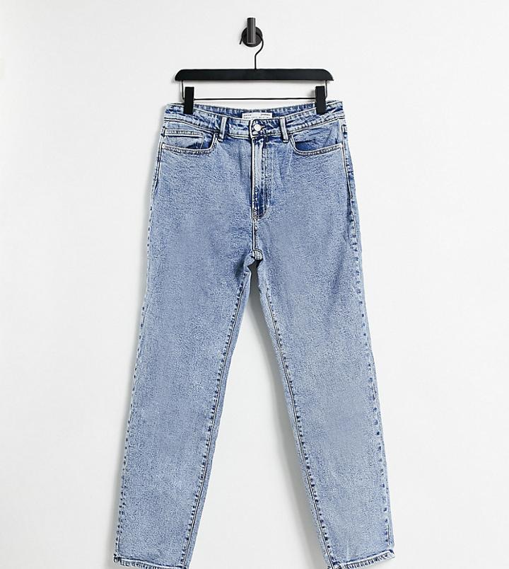 Stradivarius Tall Organic Cotton Slim Mom Jean With Stretch In Blue-blues