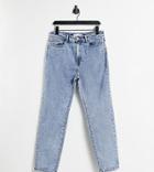 Stradivarius Tall Organic Cotton Slim Mom Jean With Stretch In Blue-blues