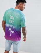 Asos Design Relaxed T-shirt With Gradiant And Good Vibes Back Print - Multi
