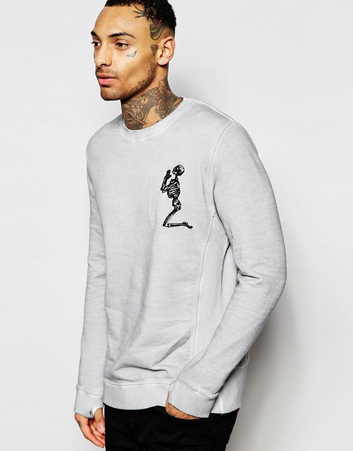 Religion Oil Wash Tracksuit Top - Light Gray Rock