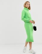 Asos Design Two-piece Textured Midi Skirt - Green