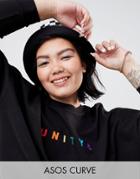 Asos Design X Glaad & Curve Oversized Sweatshirt With Embroidery-black