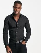 French Connection Skinny Fit Stretch Poplin Shirt In Black