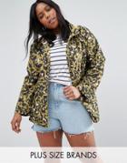 Brave Soul Plus Festival Trench In Leopard Print - Green