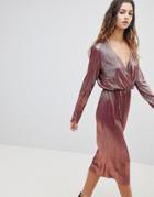 Y.a.s Nila Wrap Front Midi Dress - Brown