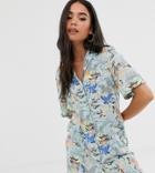 Reclaimed Vintage Inspired Shirt Dress In Japanese Print-blue