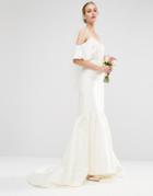 Asos Bridal Satin Trumpet Skirt - Cream
