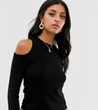 Stradivarius Shoulder Cut-out Sweater In Black - Black