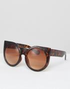 Missguided Leopard Print Round Cateye Sunglasses - Brown