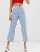 Pieces Bex Cropped Wide Leg Jeans - Blue