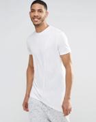 Asos Super Longline T-shirt With Asymmetric Hem In Linen Look White - White