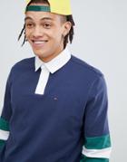 Tommy Jeans Classic Body Stripe Rugby Polo Long Sleeve In Navy - Navy