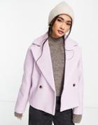 Vila Double Breasted Cropped Jacket In Lilac Purple