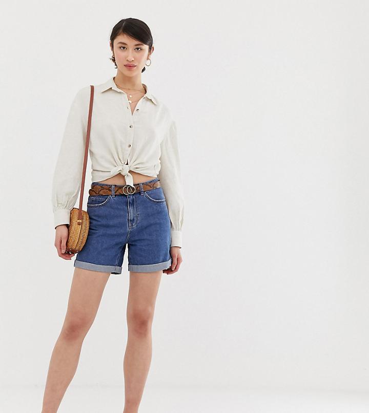 Vero Moda Tall High Waist Mom Short - Blue