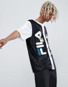 Fila Black Line Brantley Baseball T-shirt With Multi Logo Print In Black - Black