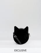 Monki Cat Faux Fur Cross Body Bag - Black