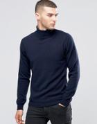 Sisley Roll Neck Sweater In Cashmere Blend - Navy