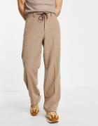 Asos Design Wool Mix Wide Leg Smart Jogger With Gray Twill Pin Stripe