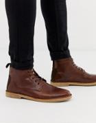 Asos Design Desert Chukka Boots In Tan Leather With Suede Detail-brown