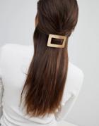 Asos Design Brushed Metal Rectangle Hair Barette - Gold