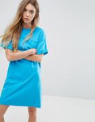 Asos Ultimate T-shirt Dress With Rolled Sleeves - Blue