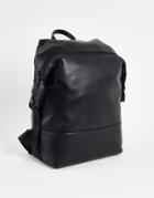 Smith & Canova Leather Clip Side Backpack In Black