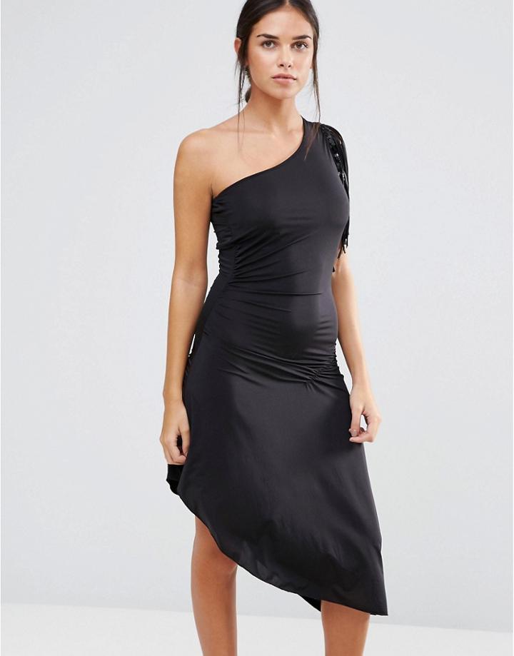 Pussycat London One Shoulder Midi Dress - Black