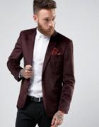 Devil's Advocate Textured Velvet Blazer - Red
