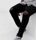 Asos Design Plus Super Skinny Jeans With Knee Rips-black