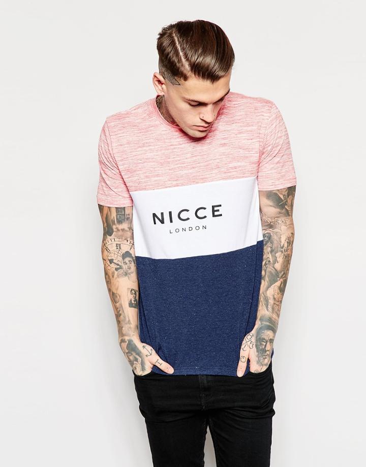 Nicce London Logo T-shirt With Color Panels - Red