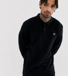Fred Perry Long Sleeve Pique Polo In Black - Black