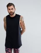 Asos Super Longline Tank With Curve Hem In Black - Black