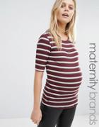 New Look Maternity Ribbed Stripe Top - Red