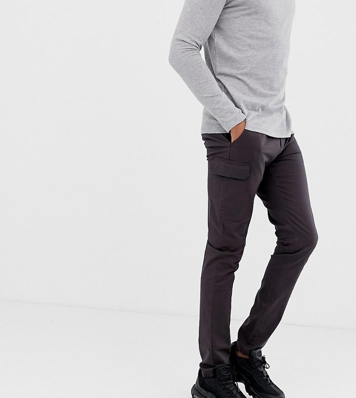 Asos Design Tall Skinny Cargo Pants In Washed Black